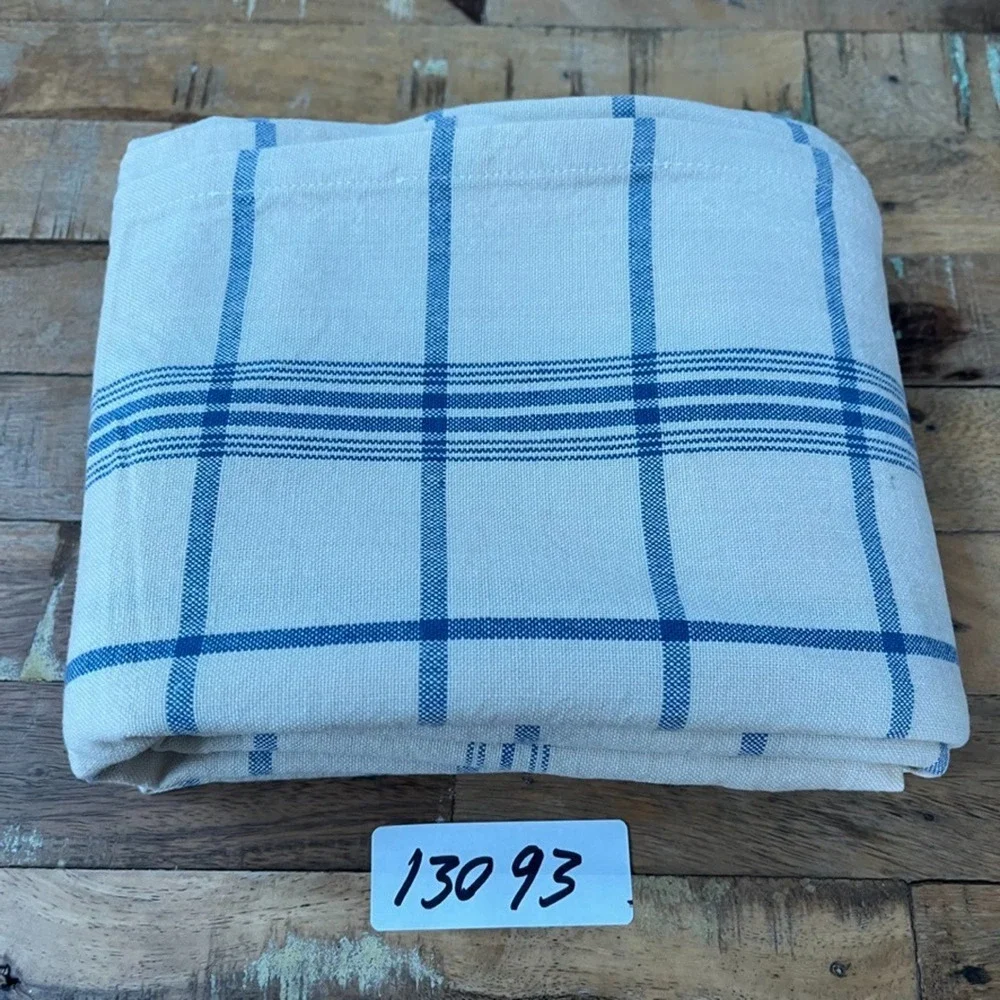 Blue Checkered Striped Square Tablecloth 50